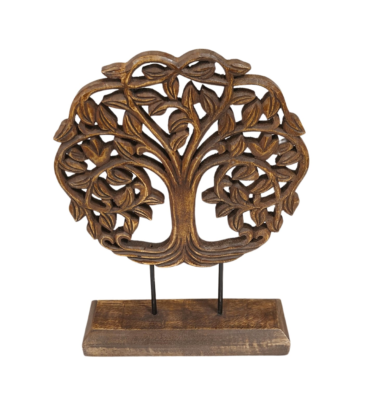 VANIYA CRAFTS® Wooden Carved Handmade Tree Design Engraved Table Decor Table Sculpture Home Decor Statue for Living Room, Bedroom, Office Desktop, Cabinets (Walnut)