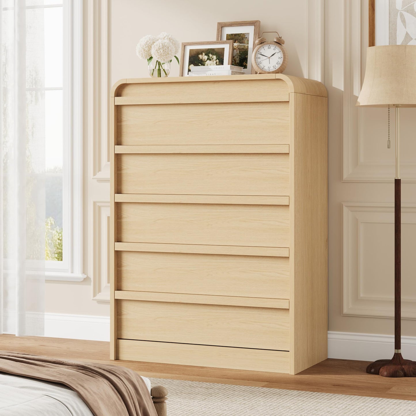 Garvee Wooden 5 Dresser, Natural