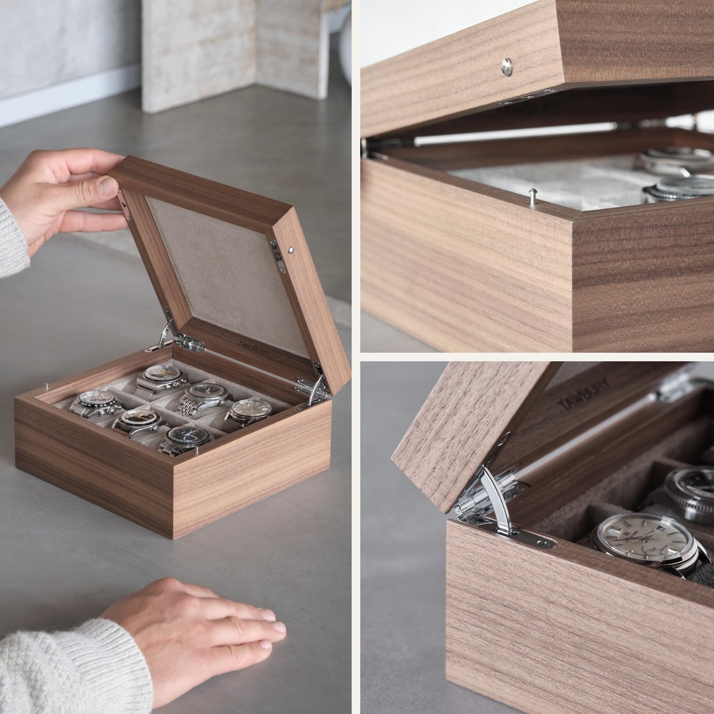 TAWBURY Luxury Wooden Watch Box for Men – Watch Organizer for Men | Watch Holder Organizer for Men | Mens Watch Case 6 Slot | Men Watch Box 6 Slot | Men Watch Storage Box | Small Watch Box Unisex