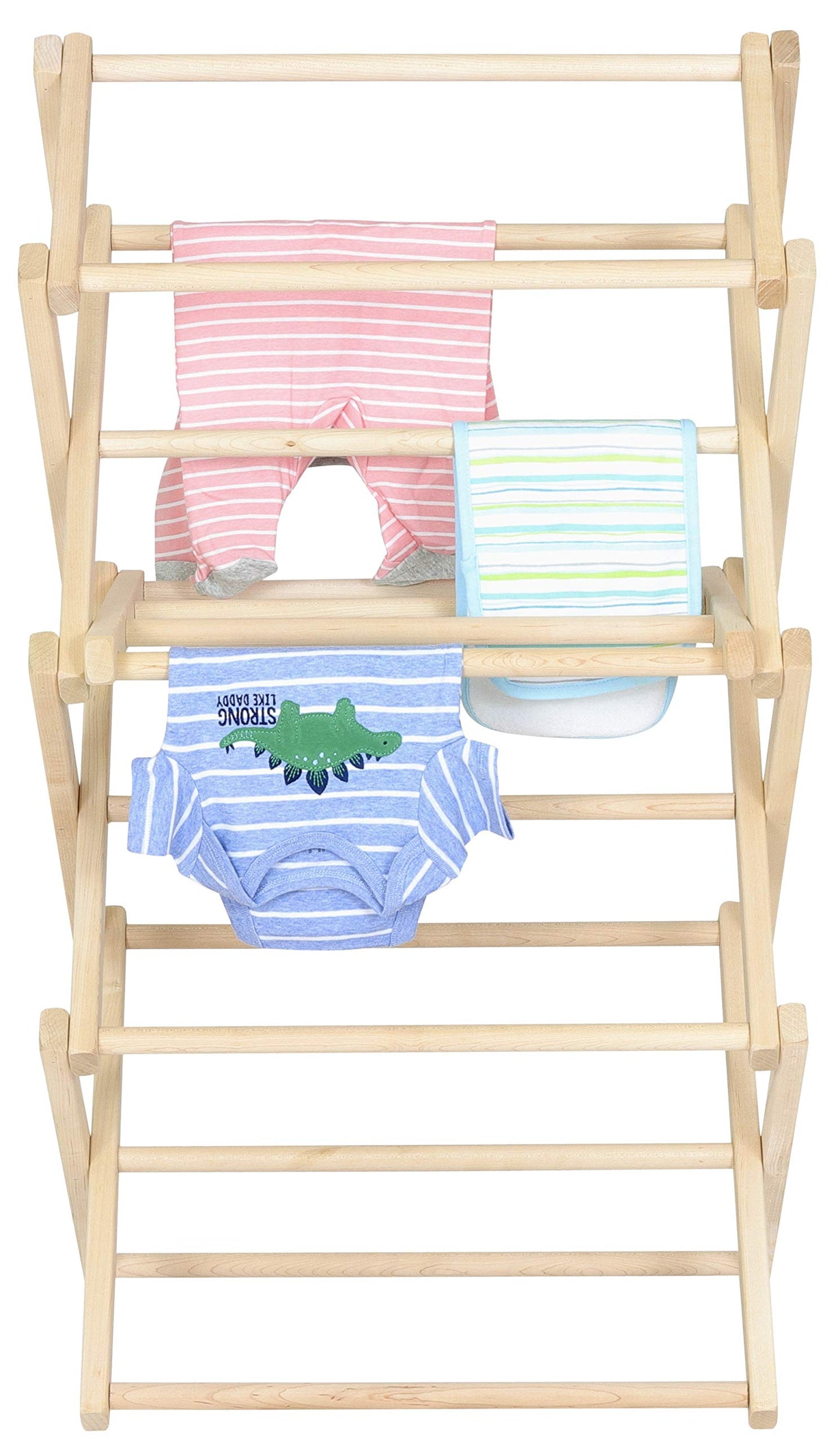 Pennsylvania Woodworks Clothes Drying Rack: Solid Maple Hard Wood Laundry Rack for Baby Clothes, Hand Towels, Delicates & More, Durable Small Folding Drying Rack, Made in USA, No Assembly Needed