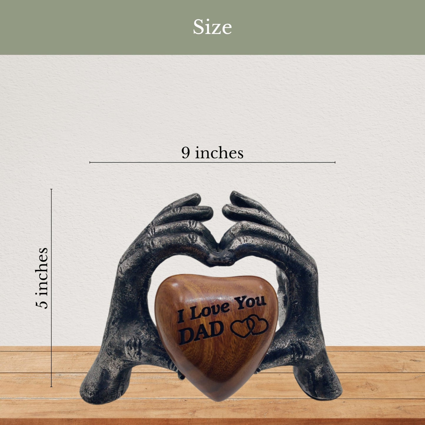 ZAHANAARA Wooden Heart Urn for Ashes|Handcrafted Memorial Box for Funeral |Memorial Gifts, Ashes Keepsake |Aluminum Mini Cremation Urns for Adult Male|I Love You Dad Engraved Tribute|Silver, 3 cu in