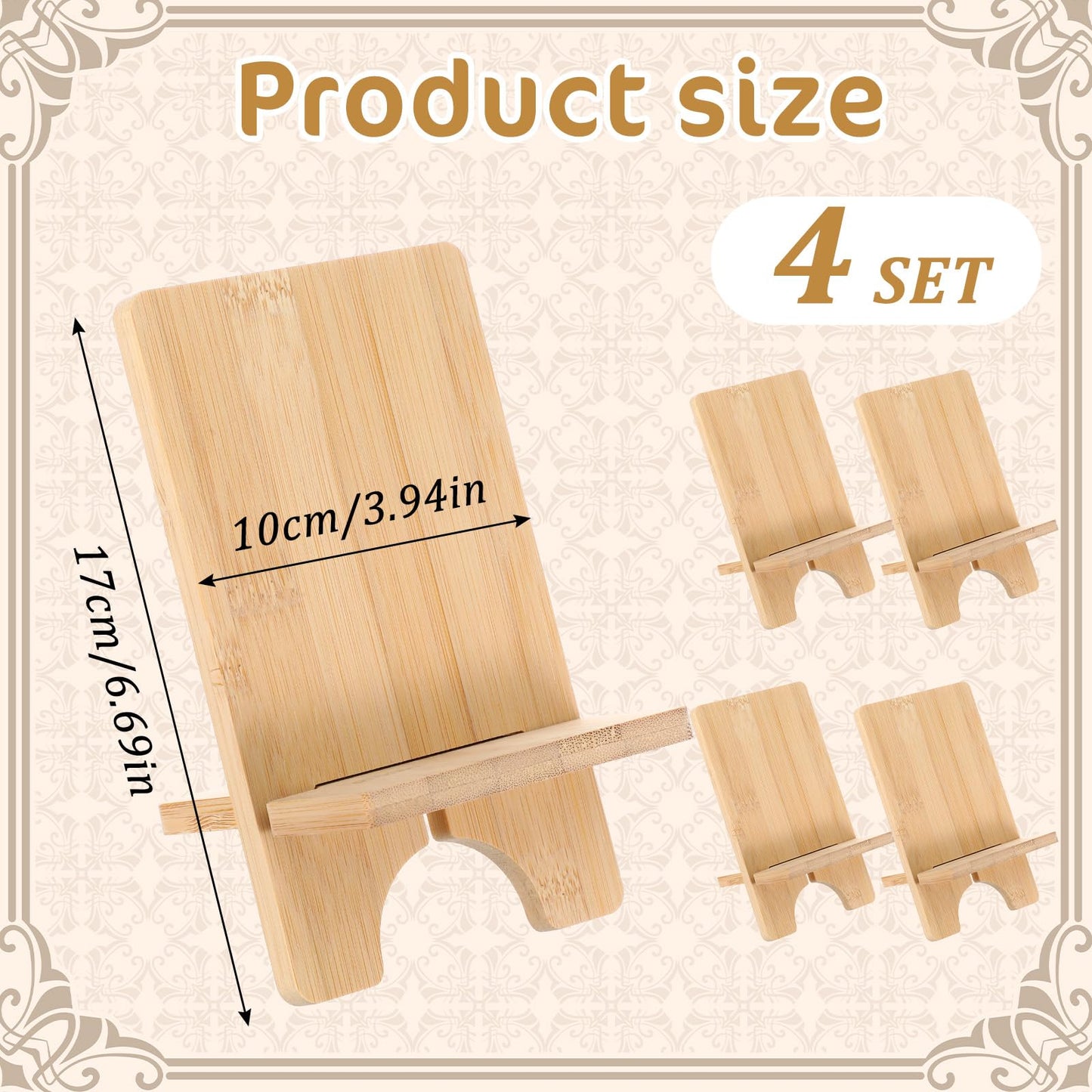 4 Pcs Bamboo Book Stand for Display, Sturdy Holder Easel for Home Office, Perfect for Albums, Magazines, Comics, Postcards, Artworks, and Video Games - Back to School Gift Idea