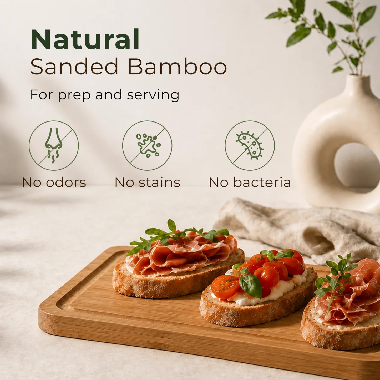 Wood Cutting Board Set of 3 - Sturdy & Easy to Clean Bamboo Wooden Cutting Boards for Kitchen - 3 Sizes of Chopping Board with Juice Grooves for Meal Prep, Everyday Use, Housewarming Gift