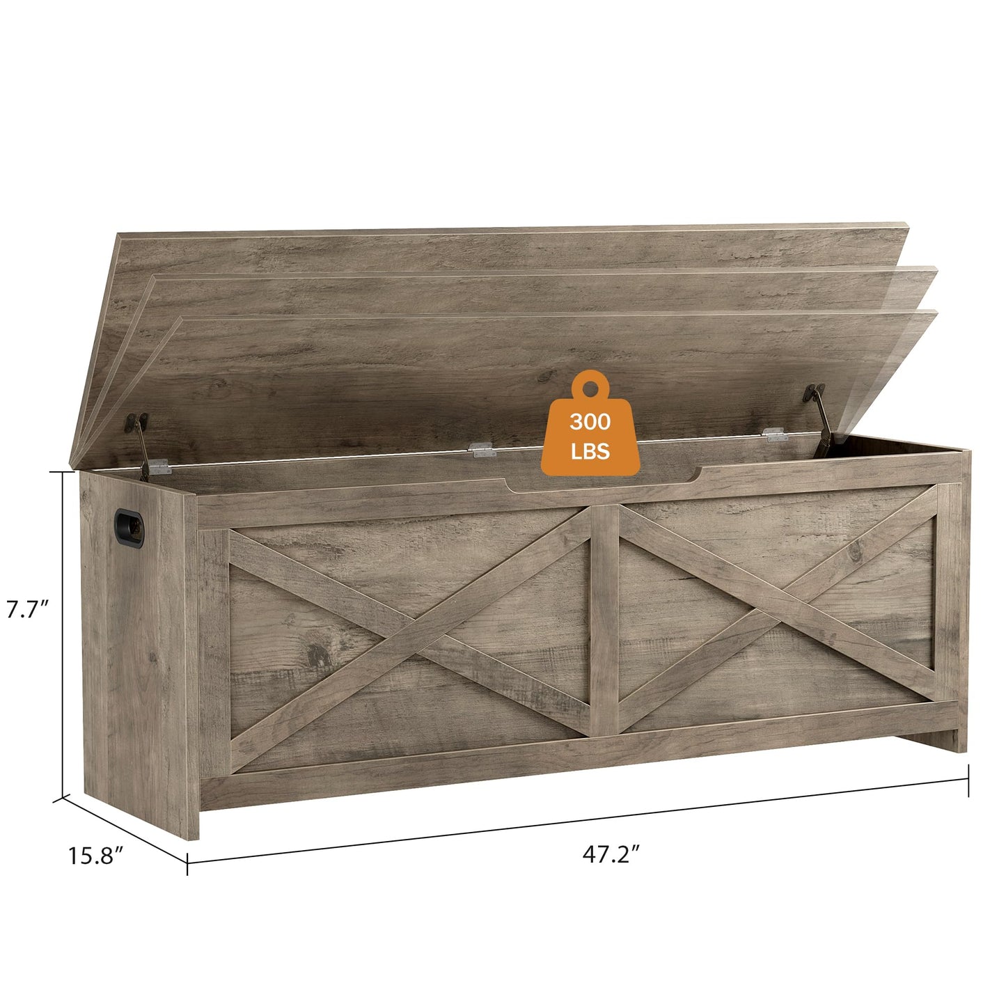 GarveeHome 47.2 in Storage Chest, Wooden Storage Bench with Safety Hinges, Easy Assembly, Large Shoe Bench for Entryway, Living Room, Bedroom