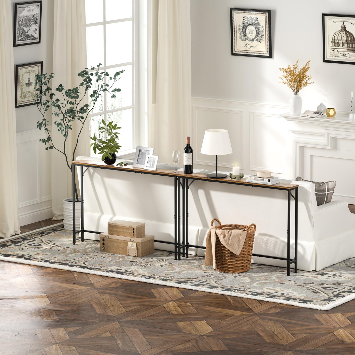 Vantimo 47.2" Console Table, Narrow Entryway Table, Skinny Sofa Table, Behind CouchTable, Long Skinny Table, DisplayTable for Entryway, Living Room, Foyer, Corridor, Office, Rustic Brown