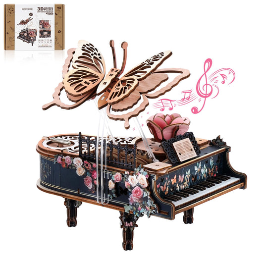 Rnfinewow 3D Puzzles for Adults, 3D Piano Puzzle Model Kit, Wooden Piano Puzzles for Adults Home Desk Decor DIY Crafts Wooden Music Box Puzzle Gifts for Men Women Hobbies for Holiday Birthday