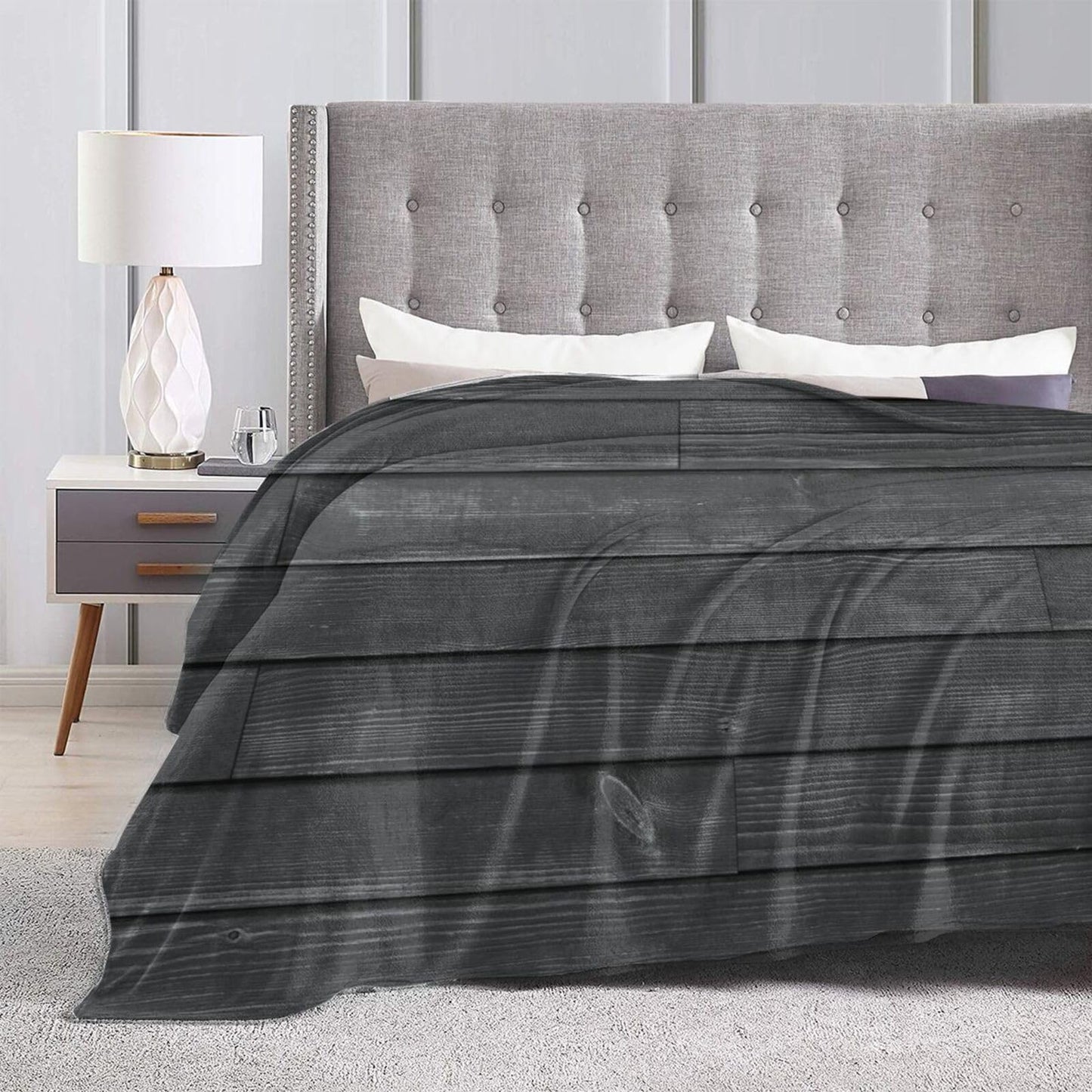 60"X50" Dark Wooden Texture Soft Flannel Blanket - Lightweight and Quick Drying, Used for Home, Travel, Camping