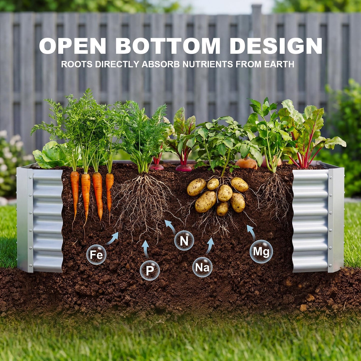 AHEONLAR 2 Pack 8×4×1.5ft Galvanized Raised Garden Beds Outdoor, Rectangle Sturdy and Durable Planter Boxes for Vegetables, Fruits, Flowers and Plants, Easy Assembly, Silver