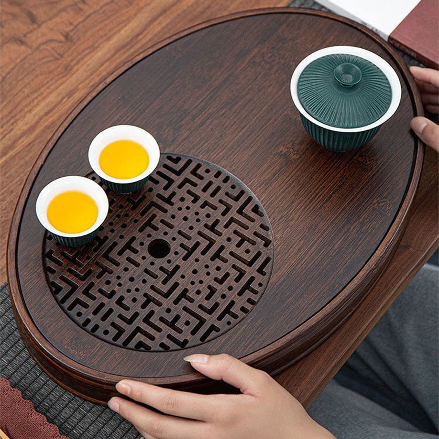 Bamboo Chinese Gongfu Tea Tray With Water Storage - Vintage Tea Set Table (Small)