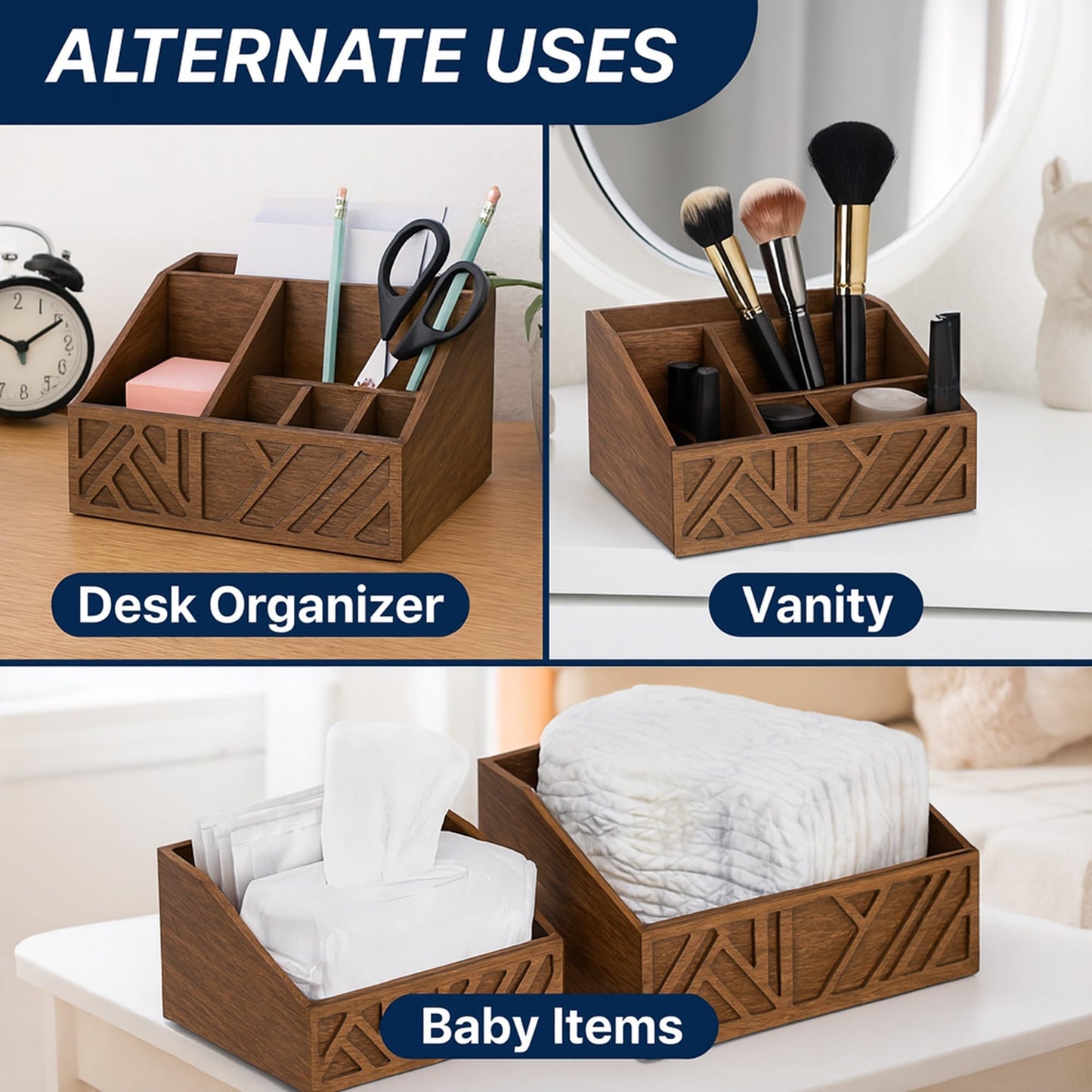 Velvet Petel Paper Plate Dispenser |Paper Plate Holders For Kitchen Counter |Wooden Utensil Holder Silverware Organizer |Cutlery Flatware Organizer Box For Cups, Plates, Cutlery,Kitchen Accessories