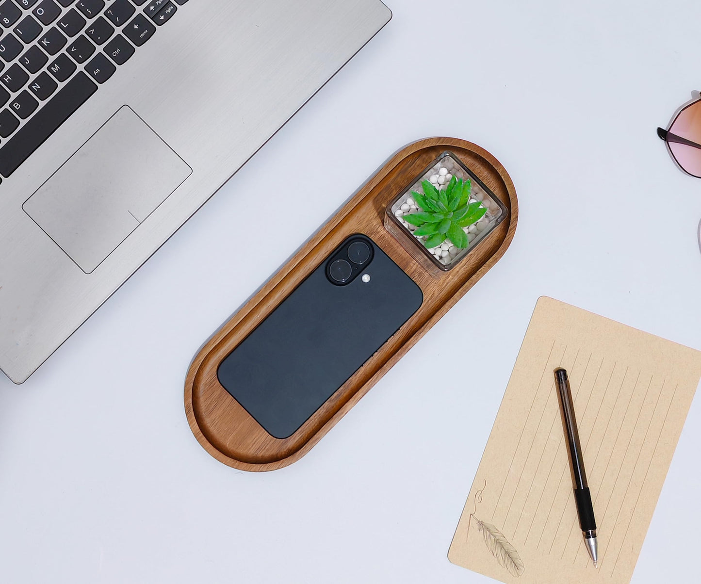 VSUINGO Small Wooden Oval Tray (11.3 x 4.1 inch) 3 Pack, Mini Serving Tray for Coffee Tables, Dessert, Snack, Fruit, Acacia Wood Platter for Vegetable, Decor Restaurant