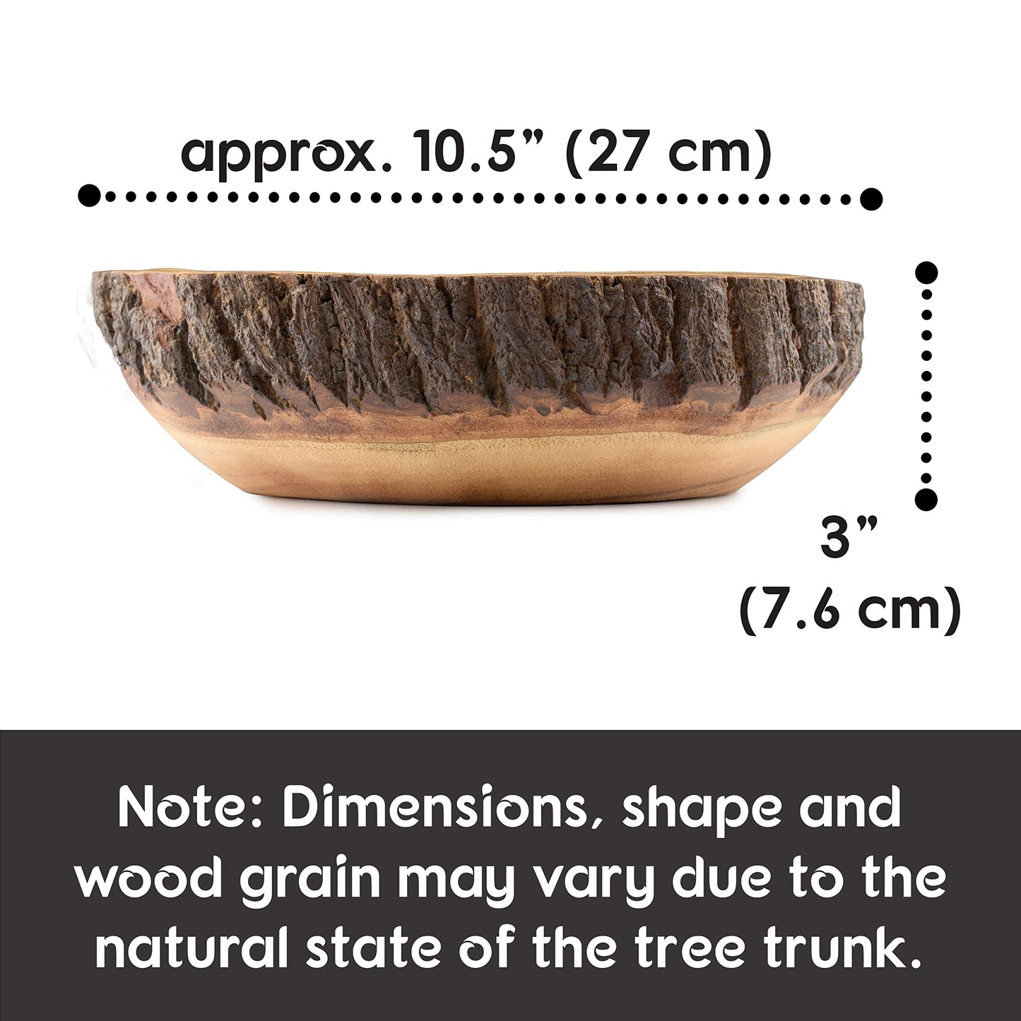 Tapeera Wood Fruit Bowl for Kitchen Counter - Large Decorative Key Tray for Entryway Table - Wooden Holder Basket for Candy and Office (10.5 Inch)