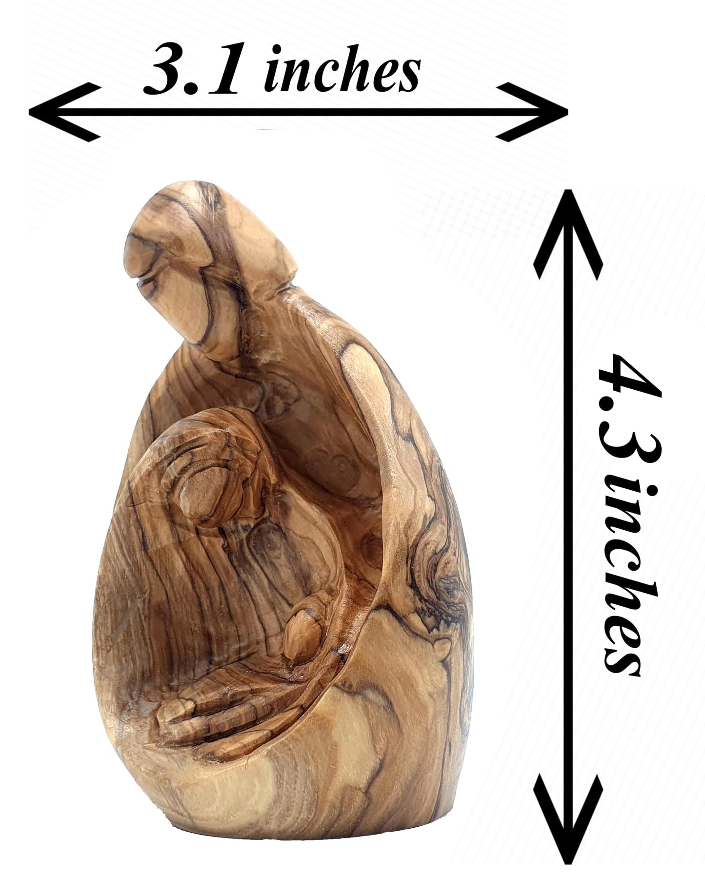 Zuluf Hand-Carved Olive Wood Holy Family Statue – Mary, Joseph & Baby Jesus Nativity Scene for Christmas Decor – Catholic Wooden Figurine 4.3" for Home or Church Display – HOF001