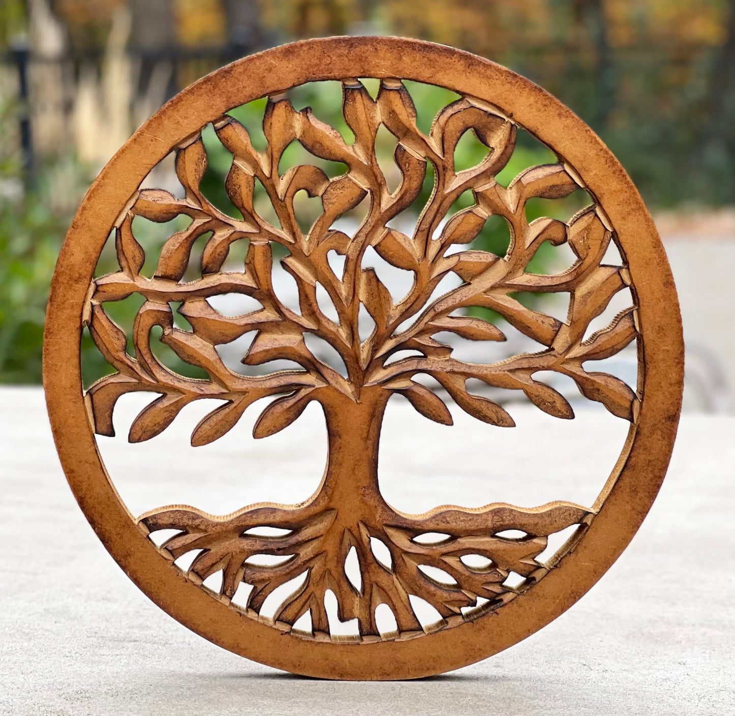 DharmaObjects Handcrafted Wooden Tree Of Life Wall Decor Hanging Art (Brown)