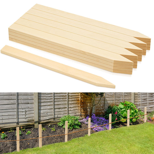 Colingmill 48 Pieces Wooden Garden Stakes 18 Inch Grade and Survey Stakes Wooden Garden and Sign Posts for Plant Support Silt Fence Yard Farm Survey Boundaries Baselines