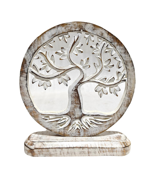 VANIYA CRAFTS® Wooden Carved Handmade Engraved Table Decor Tree of Life Table Sculpture Home Decor Statue for Living Room, Bedroom, Office Desktop, Cabinets