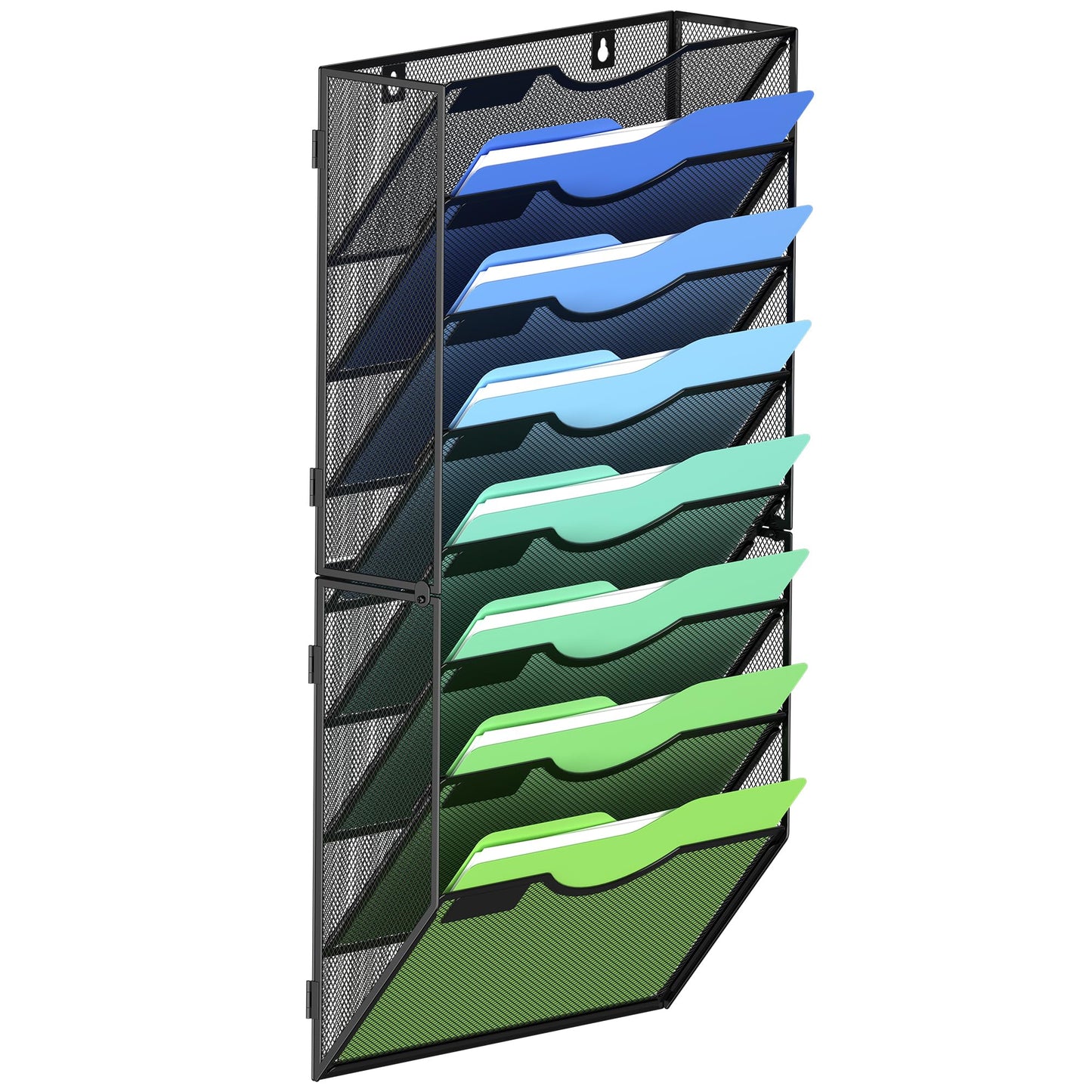 Kuntine.B Wall File Organizer Office Hanging Magazine Holder Wall File Organizer for Office Home (Black, 8 Tier)