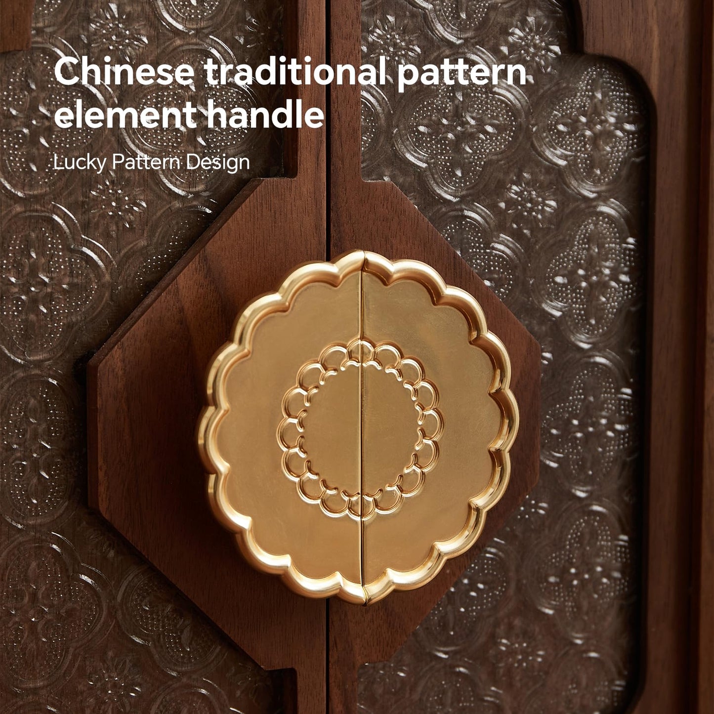 THFLSTR Black Walnut Wood Wooden Jewelry Box for Women, Large Velvet Lined Jewelry Organizer with 5 Drawers & Brass Feet, Earring Jewelry Box Organizer, Traditional Chinese Pattern Handles