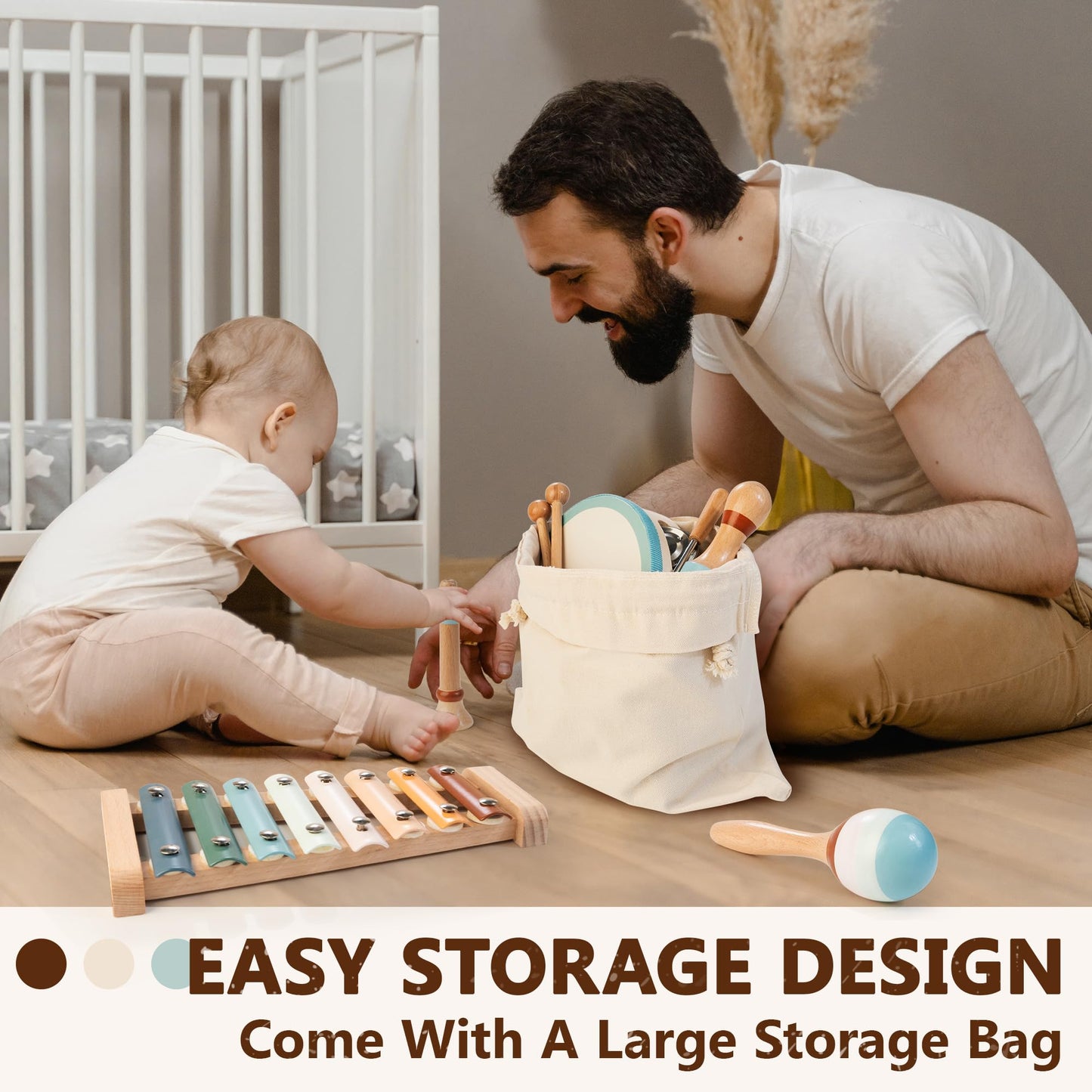 Baby Musical Instruments Montessori Wooden Music Toys for Toddlers 3+
