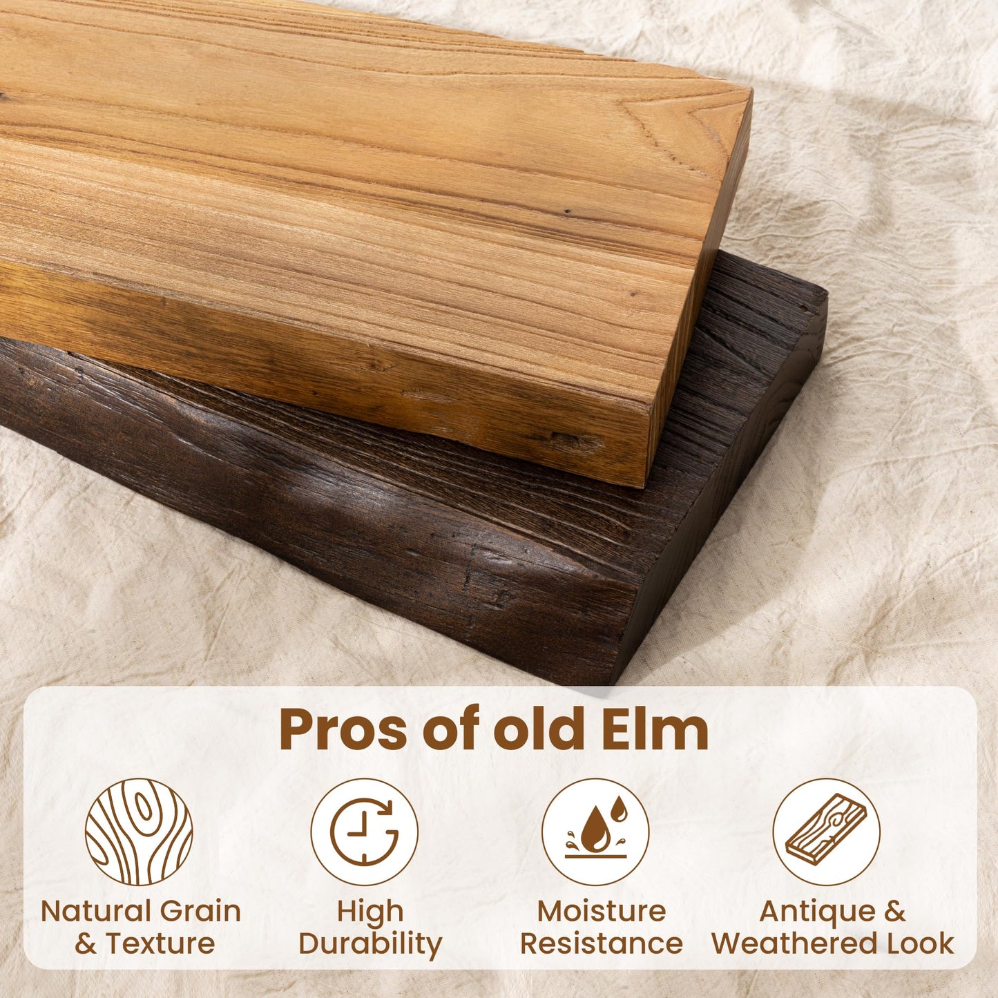 30 Inch Floating Shelves for Wall, Solid Elm Wood Live Edge Floating Shelves for Bedroom Living Room Bathroom, Wall Mounted Wooden Shelf with Invisible Bracket for Books Decor Storage, Natural