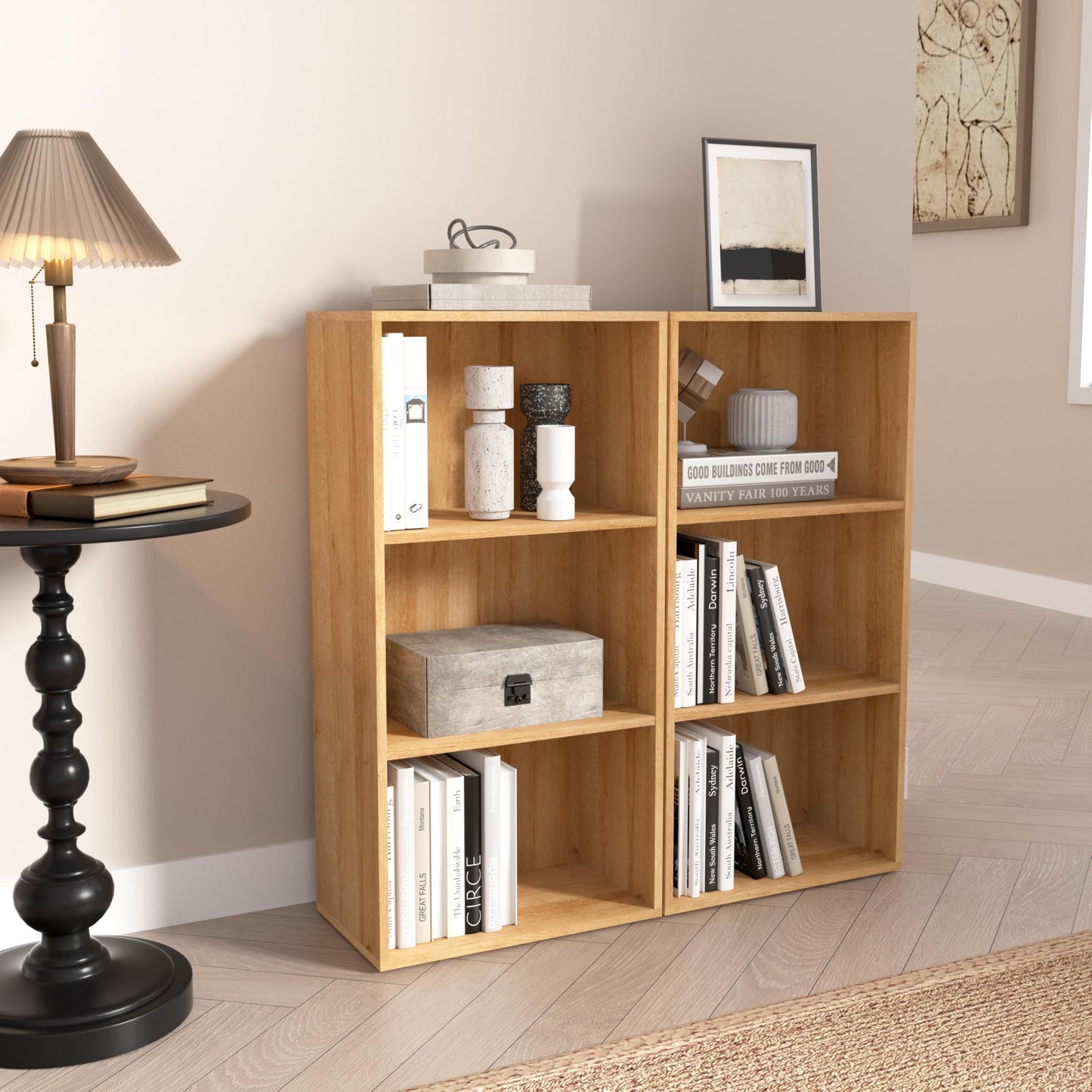 NewBeth Wooden 3 Cube Storage Organizer,3 Tier Low Bookcase Freestanding Storage Display Organizer,Versatile Cubes Shelf and Cubby Unit for Any Space 15.7inch
