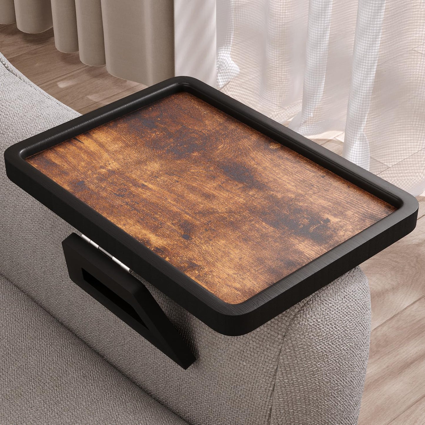 Danfoxer Couch Arm Tray,Wooden Folding Sofa Tray,Sofa Armrest Tray Clip-On Couch Desk for Drinks,Snacks,Phone,Remote Control