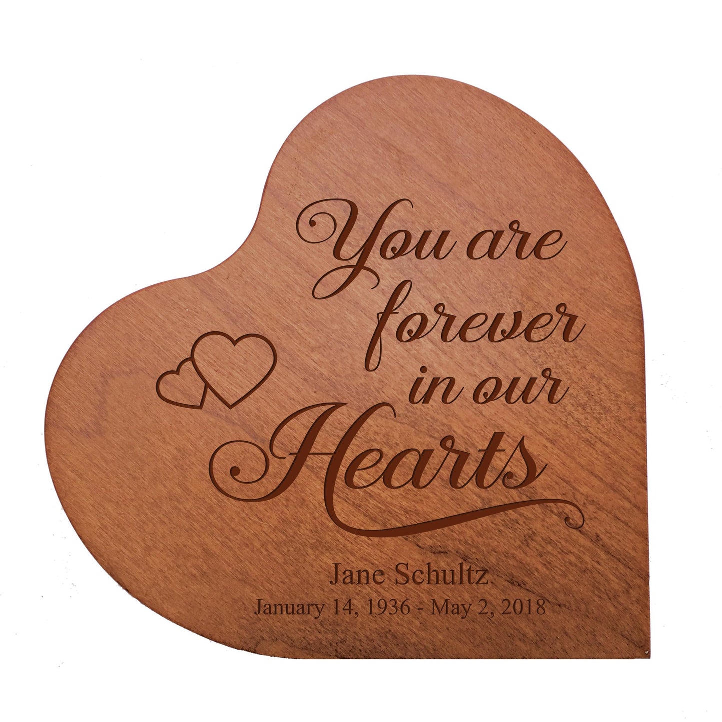 LifeSong Milestones Sympathy Gift Personalized Engraved Wooden Heart Block Shelf Sitter Memorial Bereavement Gifts Personalized Memorial Gifts for Loss of Loved One Celebration of Life Decorations - Cherry