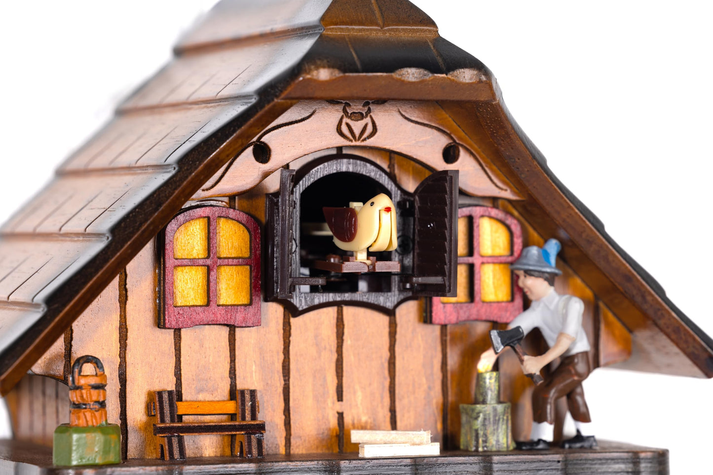 Cuckoopro Cuckoo Clock, Black Forest Style Wooden Pendulum Quartz Wall Clock, Volume Control, Night Silent, Gift Package, Professional Service