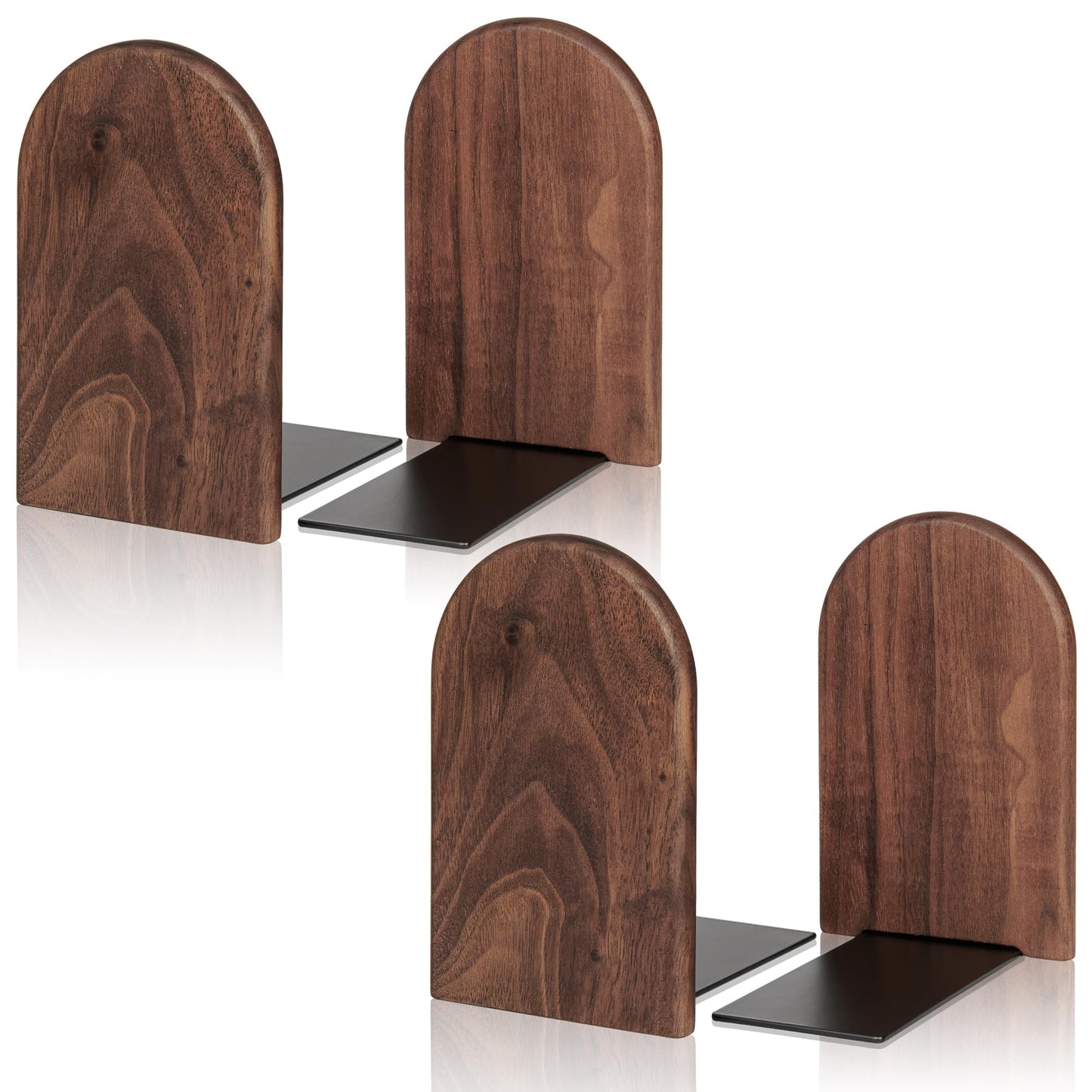 Book Ends,2 Pair Medium Bookends Wood Book Ends Universal Economy Bookend (2, Medium)
