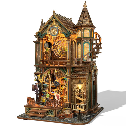 LORENOOK Magic Clock Tower Book Nook, Miniature Building Kit with LED Light