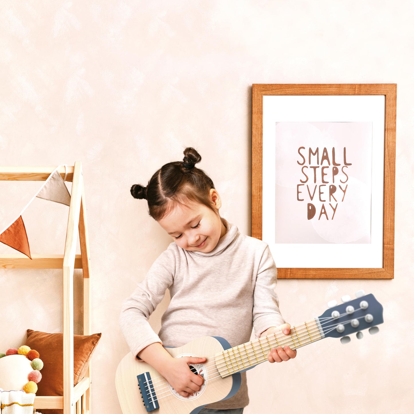 SPEEDY MONKEY Wooden Kids Guitar Toy 6-String Nylon for Ages 3+ Learning