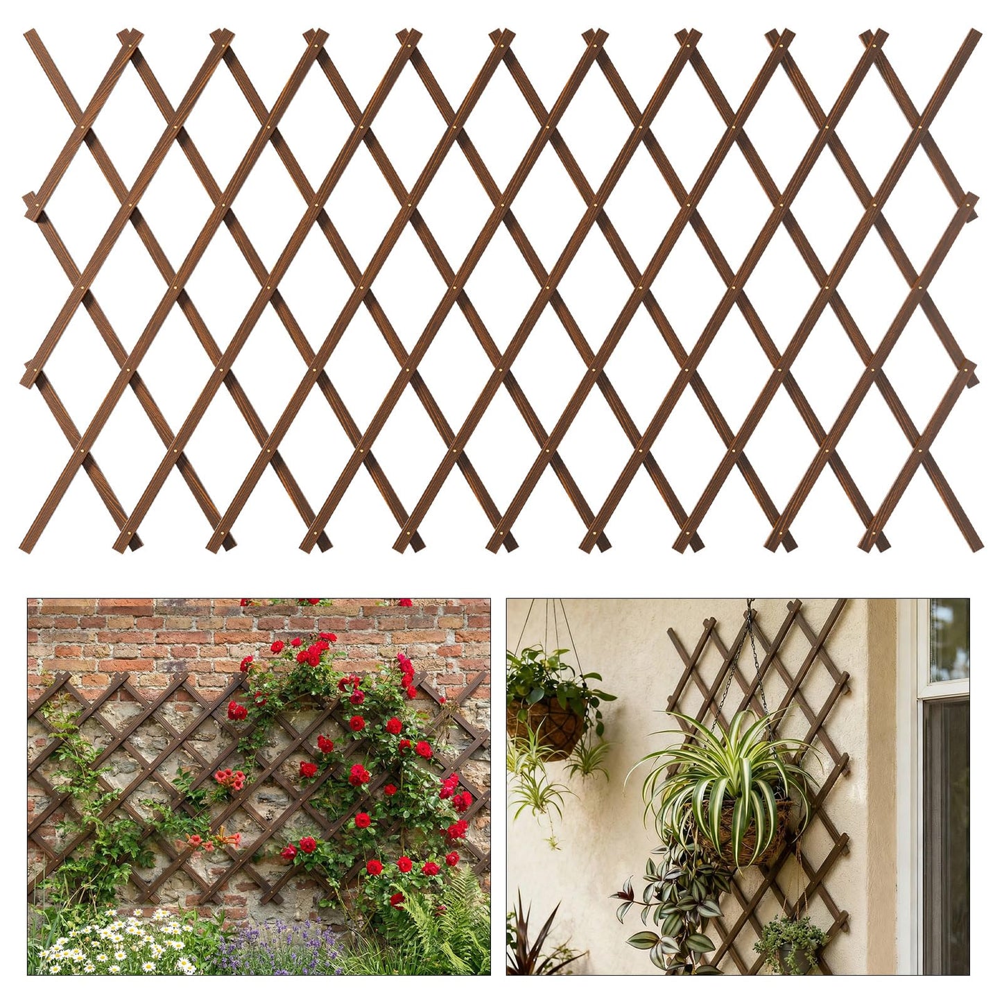 Expandable Garden Trellis, Trellis for Climbing Plants Outdoor, Wooden Lattice Fence Wall Panel Lattice Panels for Outside, for Climbing Plants Vine Ivy Rose Clematis (37" x 90", 1PC)