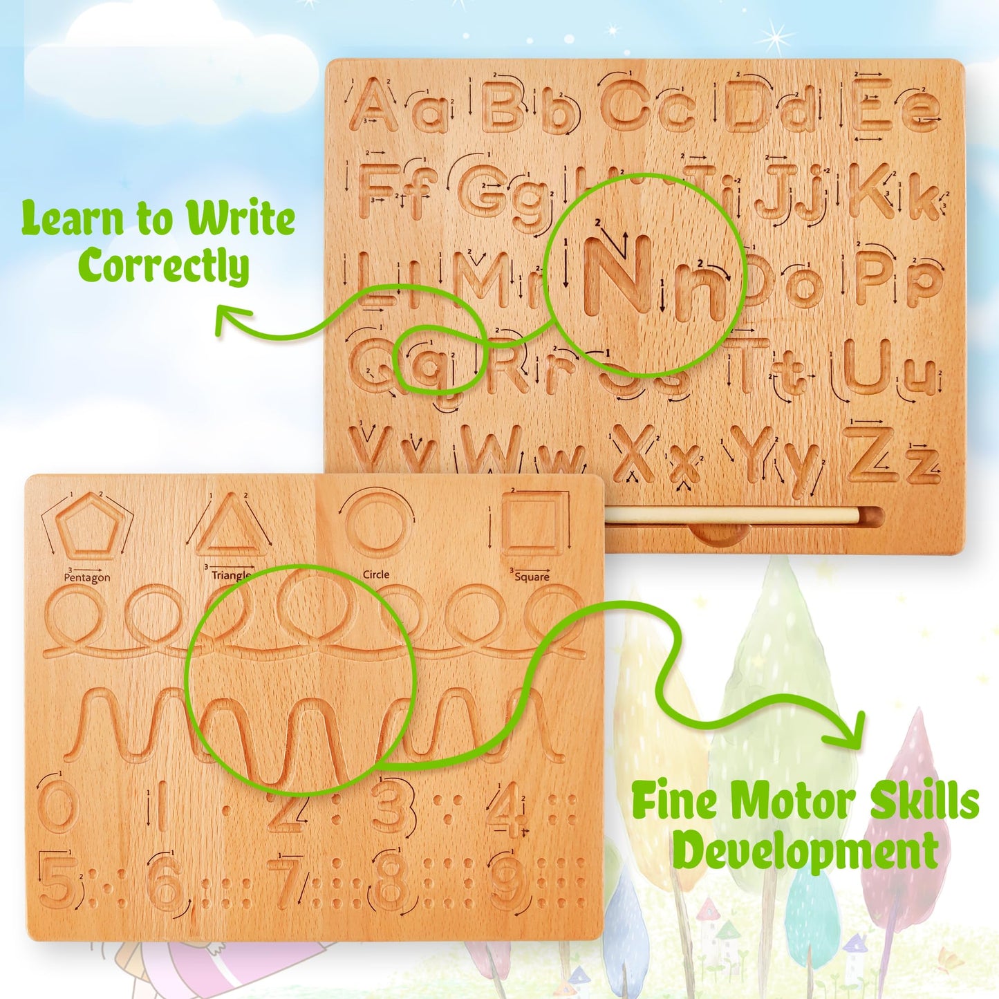 Montessori Alphabet Tracing Board, ABC Writing Practice Toy for Ages 3-5
