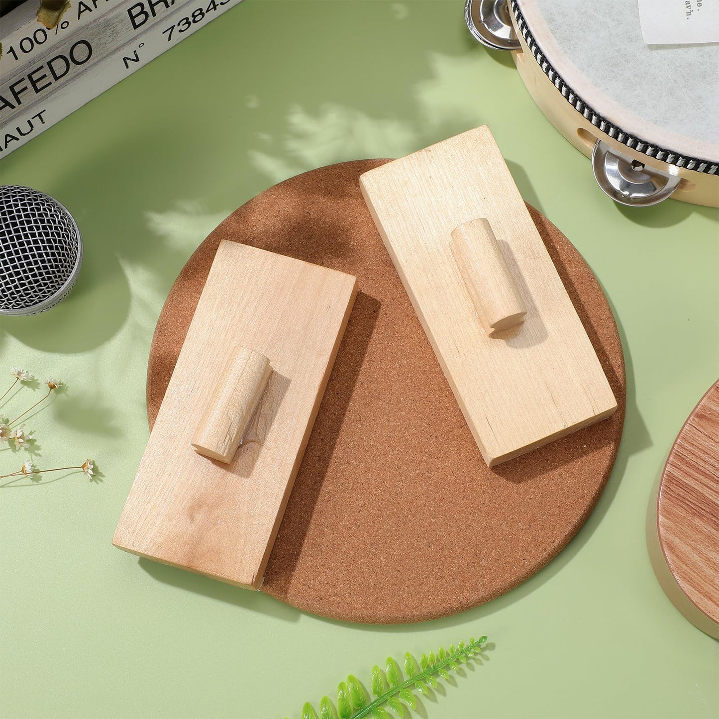 Totority Wooden Sand Blocks 2 Pack Kids Percussion Toy for Rhythm Training Musical Instrument Toy with Sandpaper Surface Hand-Held Wooden Block for Kindergarten Music Play and Learning