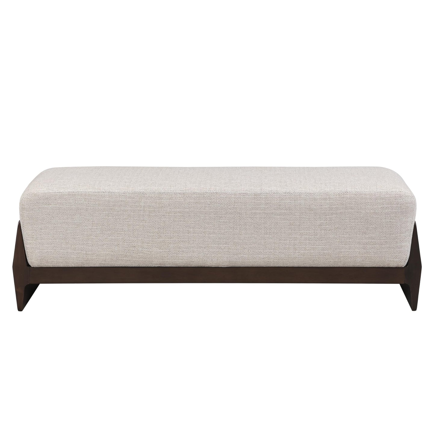 Christopher Knight Home Kingen 55'' Linen Fabric Upholstered End of Bed Ottoman, Wooden Living Room Ottoman Bench with Thick Soft Cushions, Long Entryway Bench, Long Seating for Bedroom, Brown + Beige