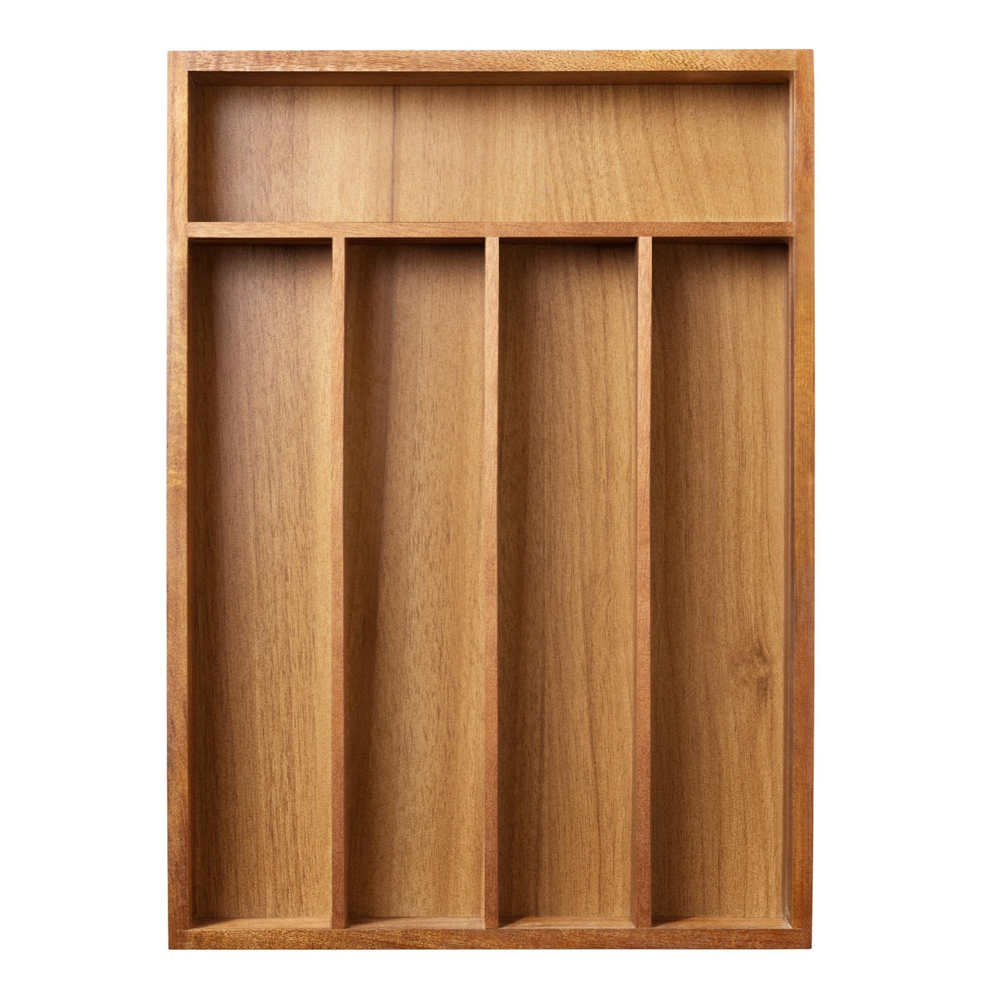 Greenual Acacia Wood Silverware Organizer 10 In Utensil Organizer Silverware Tray for Drawer Cutlery Flatware Organizer for Kitchen