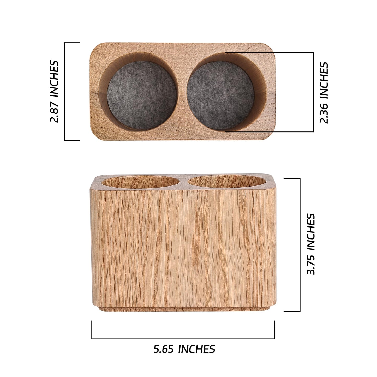 CAMLOT Oak Solid Wood Pen &Pencil Holder for Desk, Office Stationery Organizer, Table Pencil Cup Stand,Desk Accessories Holder, Two Cups Practical Design. (Nature Oak)