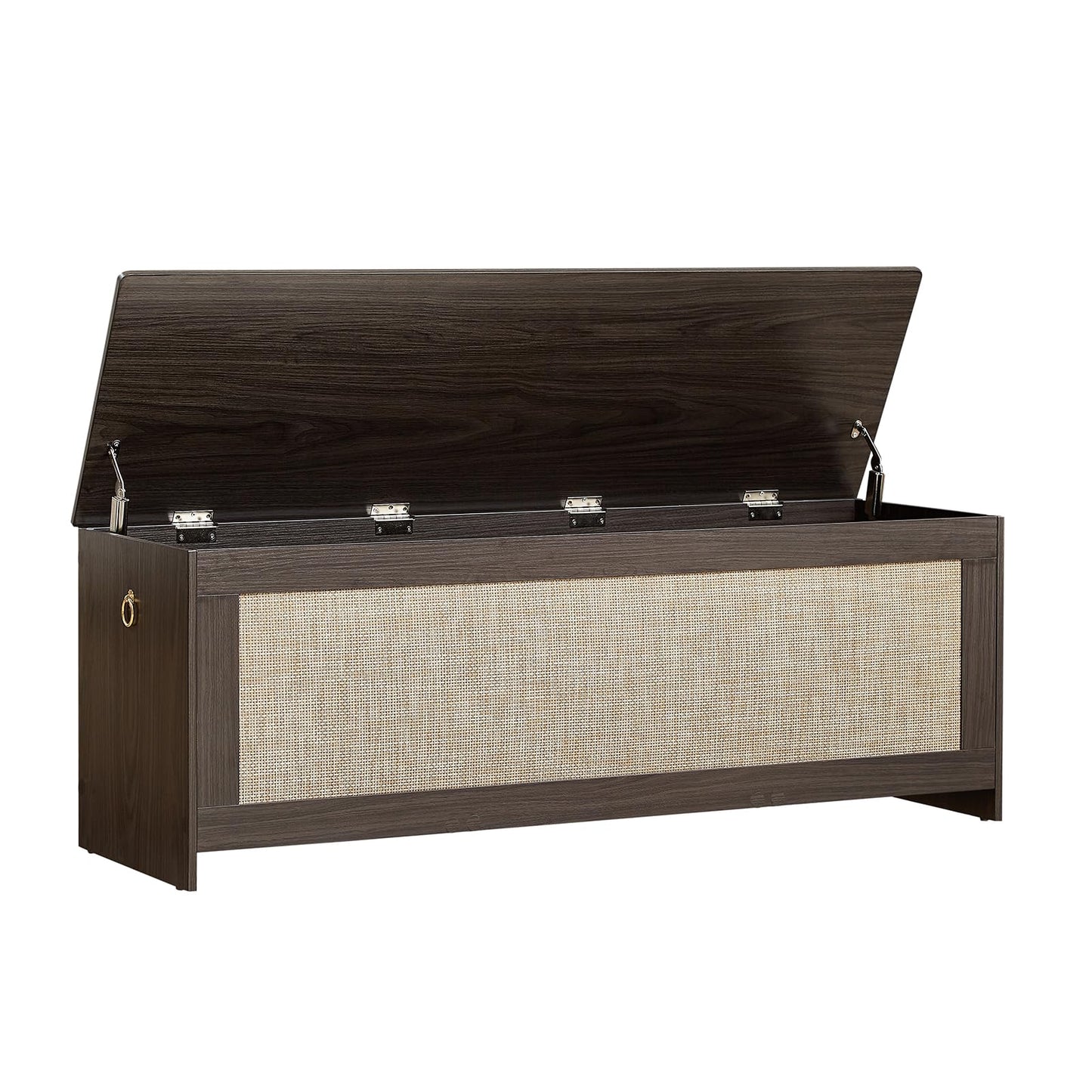 ZenFang 51.2" Storage Chest Extra Large,Storage Bench with 2 Safety Hinges,Wooden Shoe Bench,51.2x15.7x18.3 Inch,Easy Assembly,Storage Bench for Bedroom,Living Room,entryway(Obsidian Black)