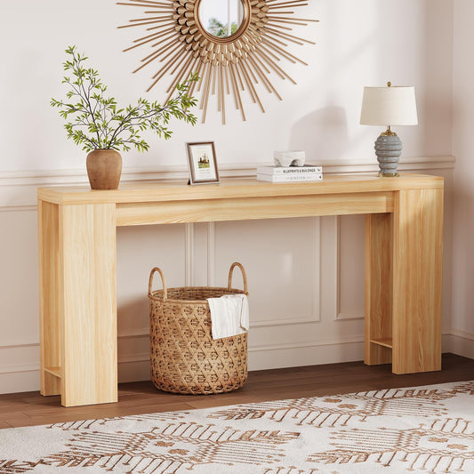 Garvee 70.9 Inch Console Tables for Living Room, Farmhouse Long Narrow Entryway Table for Entrance, Hallway, Foyer - Rustic Wooden Rectangular Simple Home Furniture - Easy Assembly - Oak