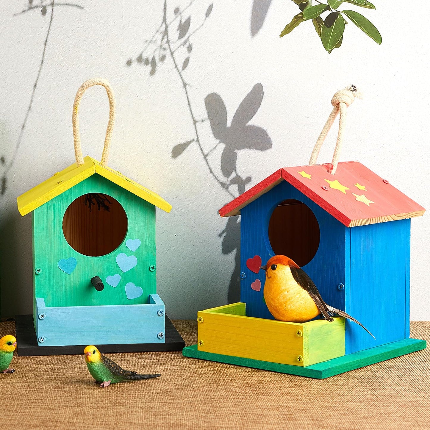 Liliful 12 Pack DIY Wooden Birdhouse Kit, Crafts for Kids and Adults, Bird House with Paint and Paintbrushes Painting Kits for Boys and Girls, Spring Birthday Classroom Gifts for Ages 4-8