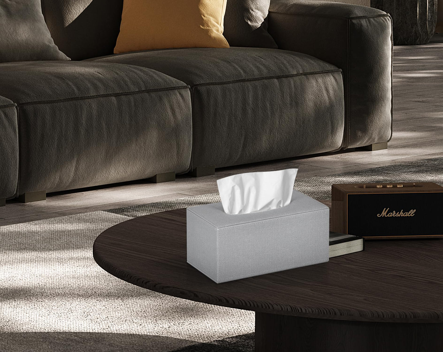Colylan Tissue Box Cover Rectangular Tissue Box Holder for Bathroom (Grey)