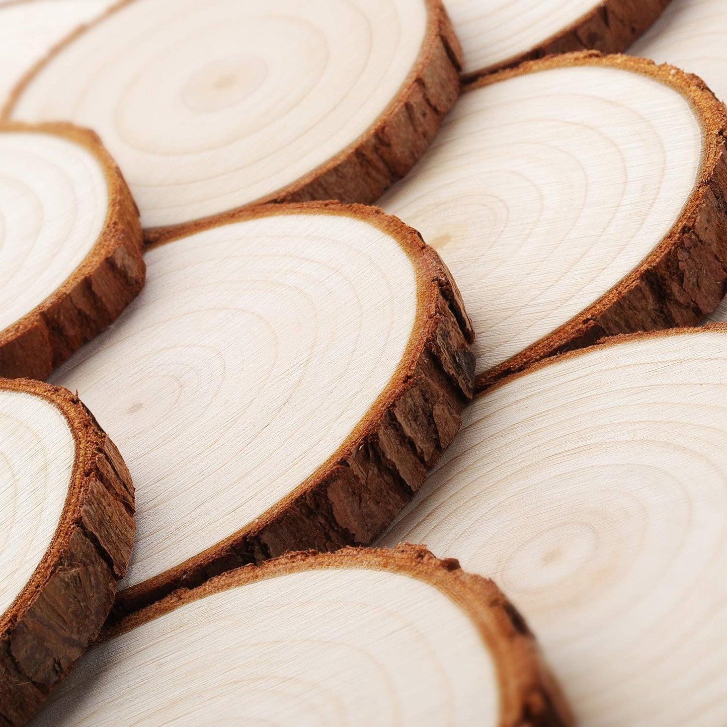Fuyit Unfinished Wood Slices with No Hole, 30 Pcs 2.4-2.8 Inches Natural Wooden Circles with Bark for DIY Crafts, Christmas Ornament, Decoration