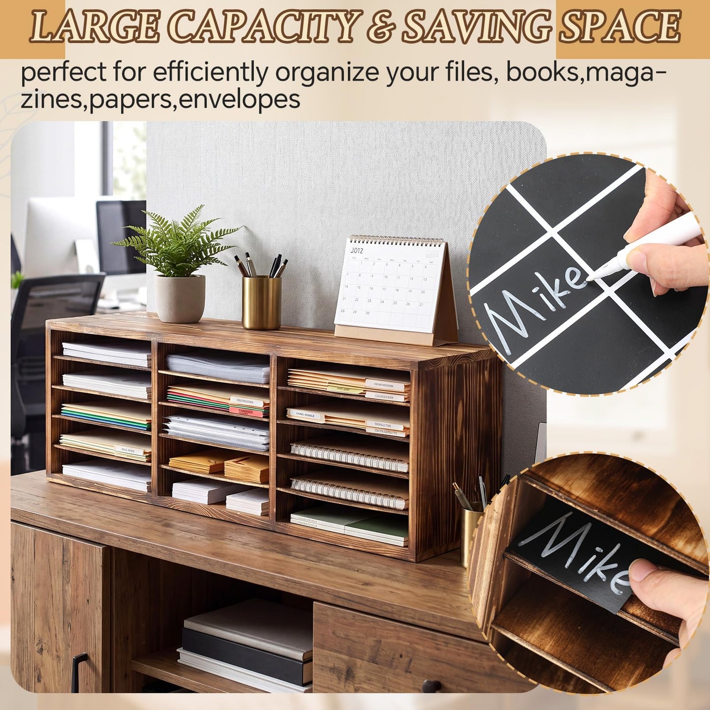 Colingmill No Assembly Classroom Mailboxes Wooden Teacher Student Mailboxes for Classroom Literature Paper Organizer 8/15 Compartments, Sturdy Construction for Home Office School(15 Slots)