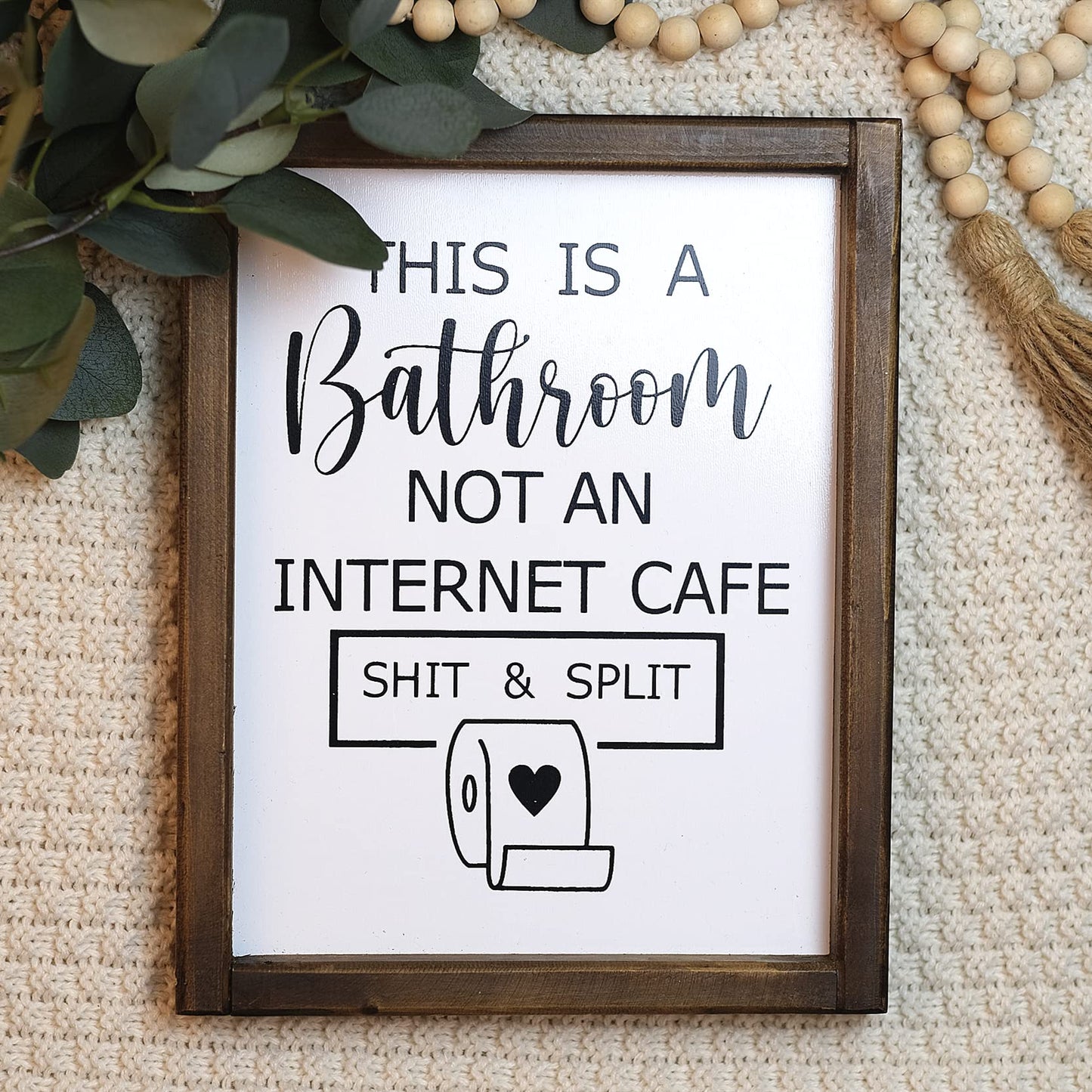 This is a Bathroom Not an Internet Cafe, Funny Bathroom Sign, Toilet Paper Sign, Farmhouse Bathroom Humor Sign, Shelf Sitter,Guests Bathroom Signs Rustic Modern Farmhouse Decor, Kid's Bathroom Decor