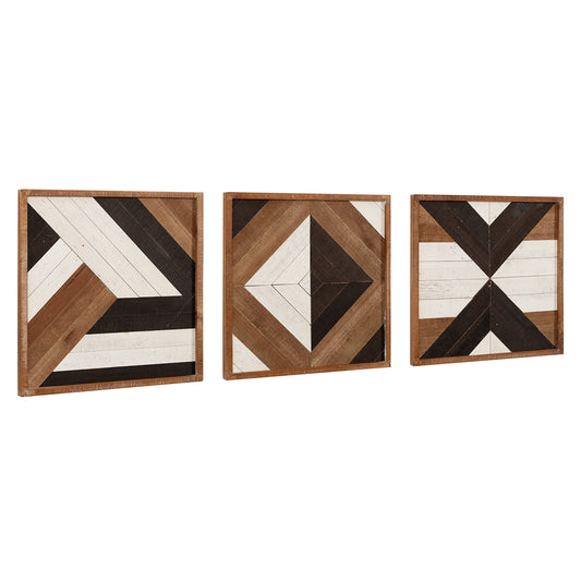 Kate and Laurel Ballez Boho Wood Art Set; Set of 3; Multicolored; Decorative Rustic Plaque Collection for Wall