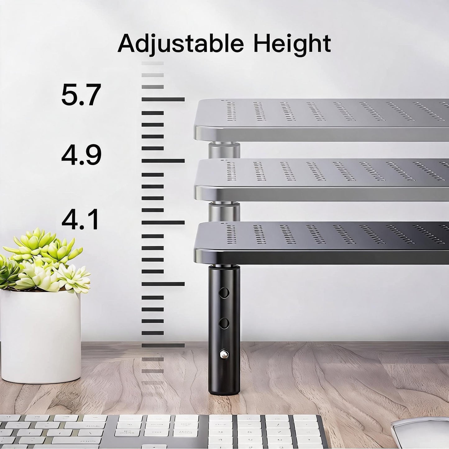 HUANUO Monitor Stand for Desk, Computer Monitor Stand Height Adjustable, Monitor Riser for 2 Monitors, Laptop Stand for Desk, 2 Pack, Black