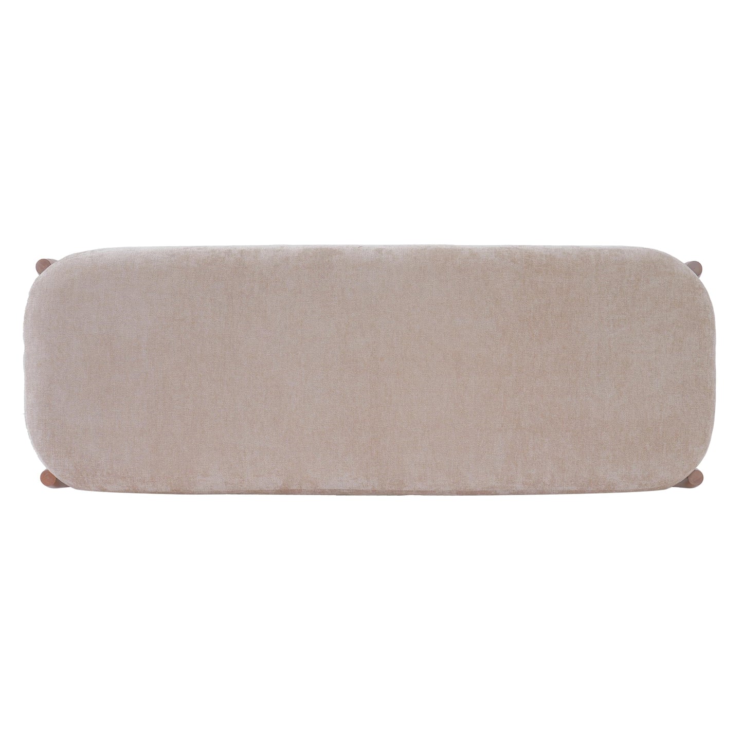 Christopher Knight Home Rubab 53.35" Chenille Fabric Upholstered End of Bed Ottoman Foot Rest, Wooden Ottoman Bench, Long Entryway Bench, Bedroom End of Bed Foot Stools, Light Brown + Walnut