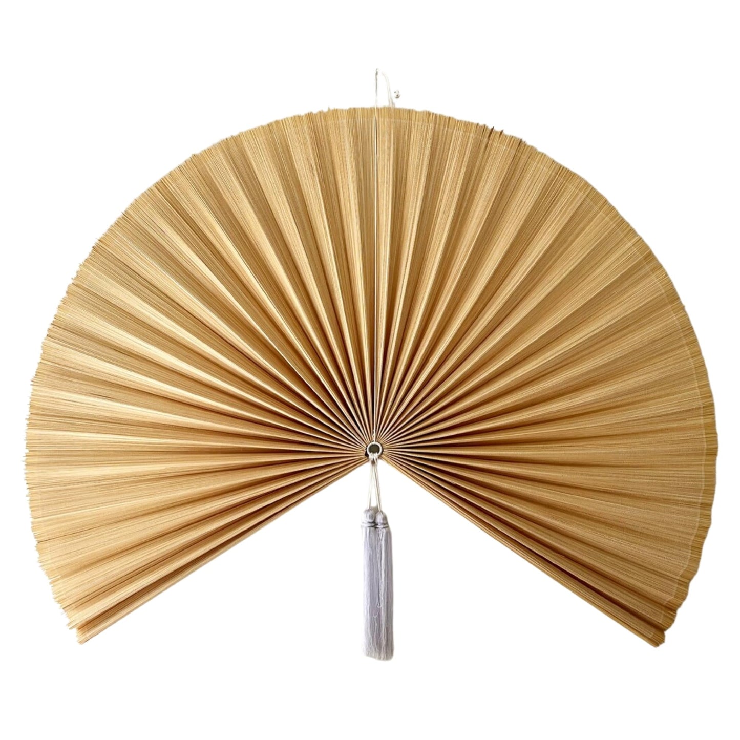 ChumDecor Fan Wall Decor, Japanese Giant Fan, Large Bamboo Fan Wall Art for Boho Hanging Headboard, Decorative Folding Fans for Over Bed, Asia Trending (Ivory 40inch)