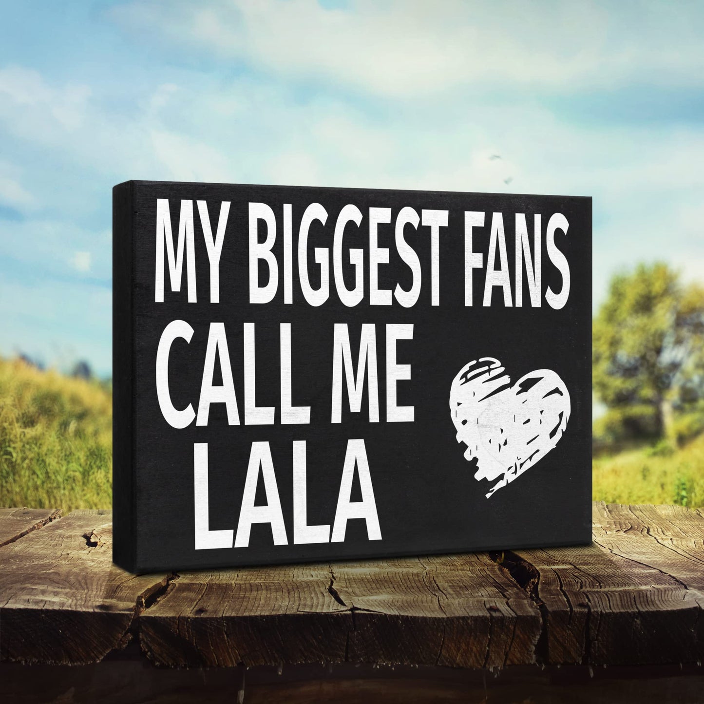 JennyGems Lala Gifts, My Biggest Fans Call Me Lala Wooden Sign, Shelf Decor and Wall Hanging, Made in USA