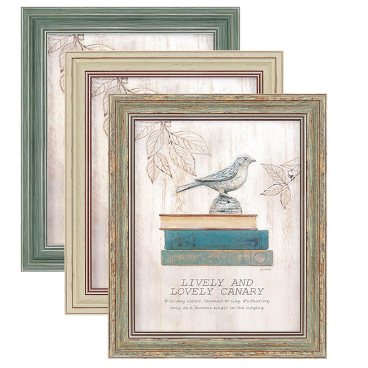 XUANLUO 3 Pack 8x10 Inch Picture Frames Farmhouse Rustic Vintage Distressed Wood Grain Photo Frame with HD plastic cover for Table Top Display and Wall Hanging